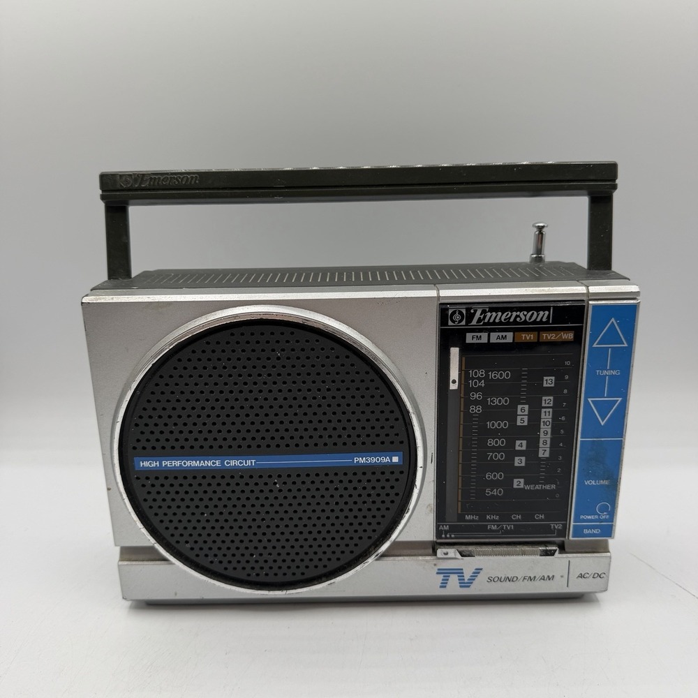 Vintage Emerson Portable AM/FM TV Weatherband Radio AC/DC PM3909A - Tested Works